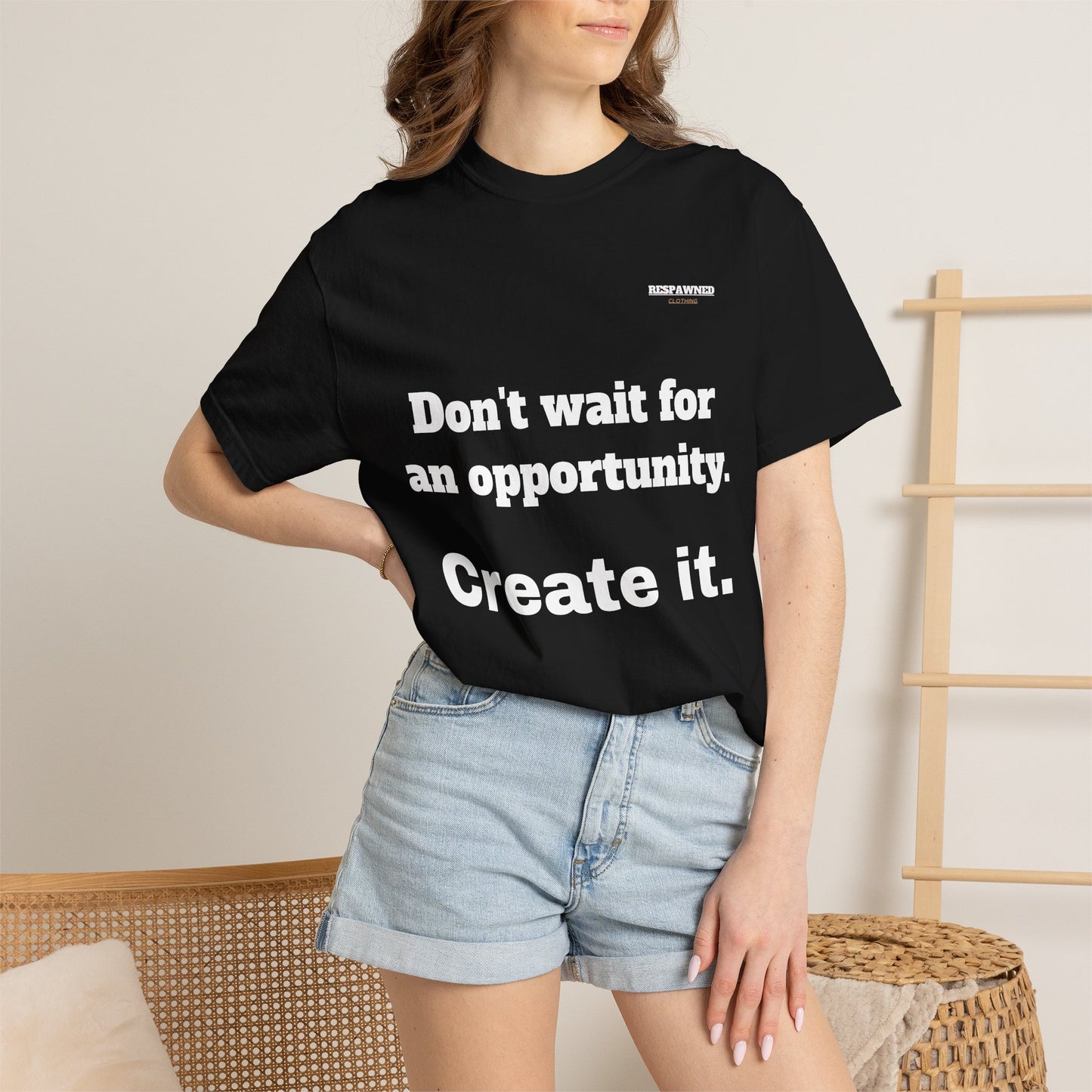 Motivational Tee — "Don't Wait. Create."