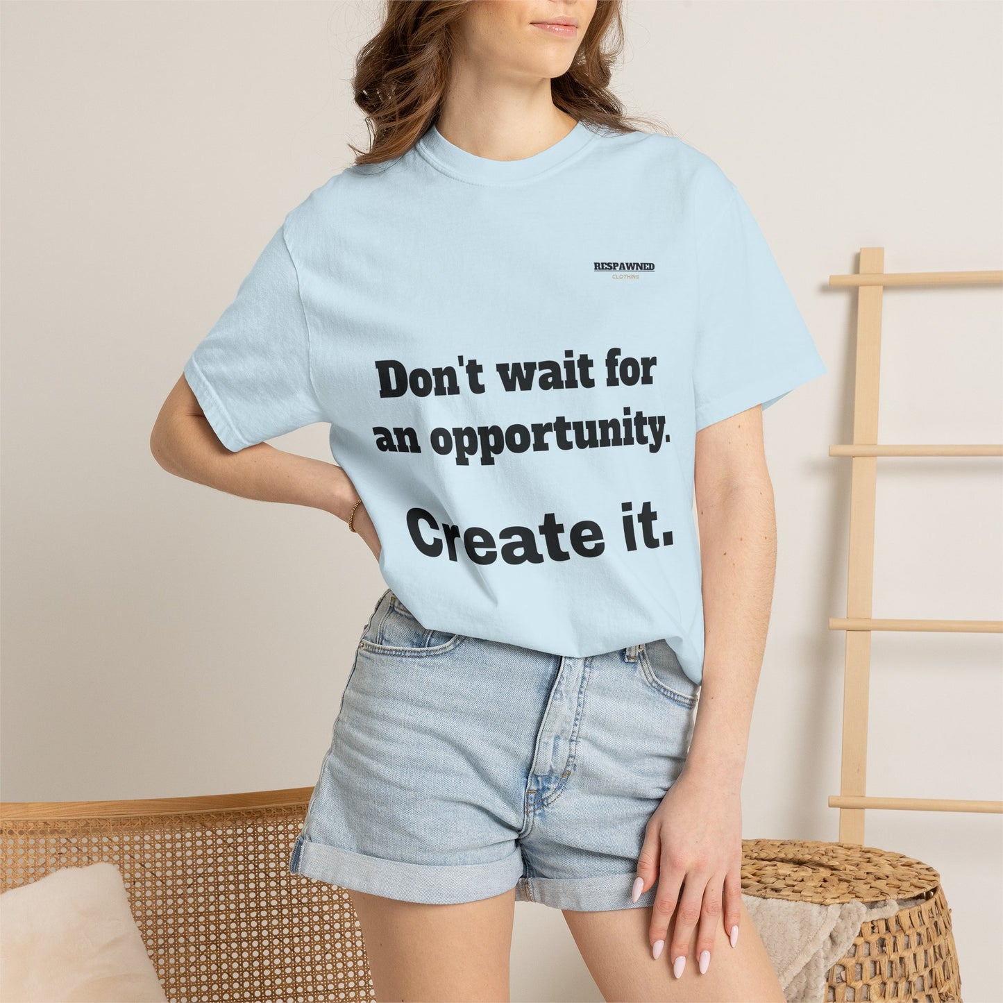 Motivational Tee — "Don't Wait. Create."