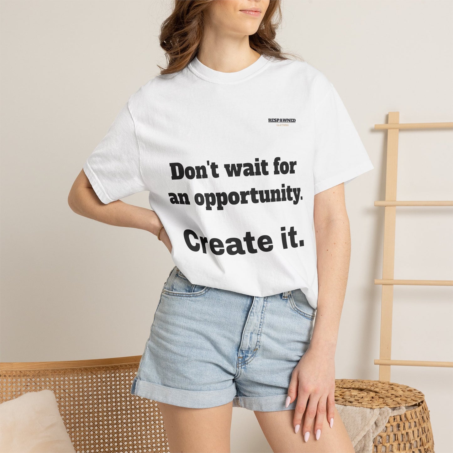 Motivational Tee — "Don't Wait. Create."