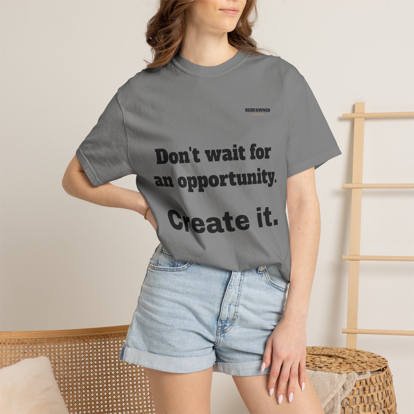 Motivational Tee — "Don't Wait. Create."
