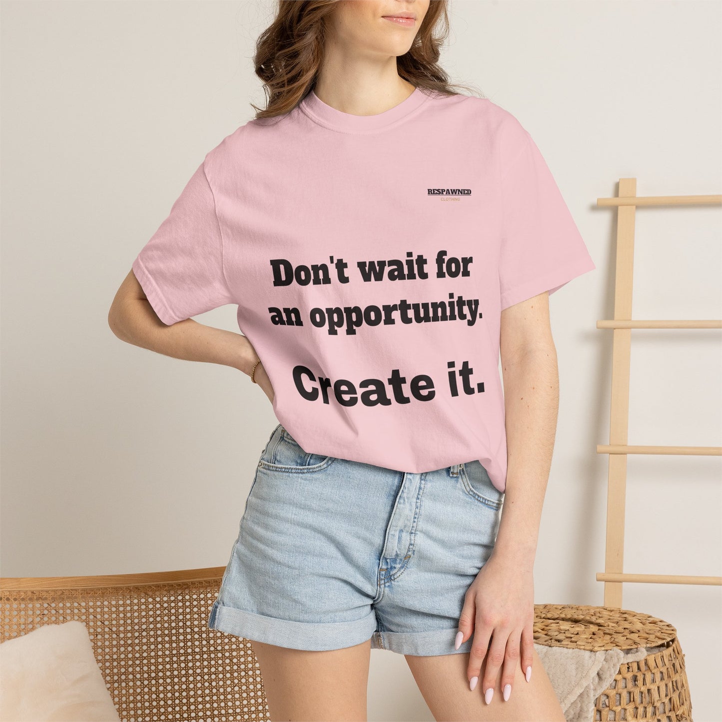 Motivational Tee — "Don't Wait. Create."